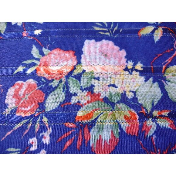 Floral Fabric on Blue Background ~ 108 L x 60 W (3 Yards) ~ Soft, Lightweight - Picture 3 of 5